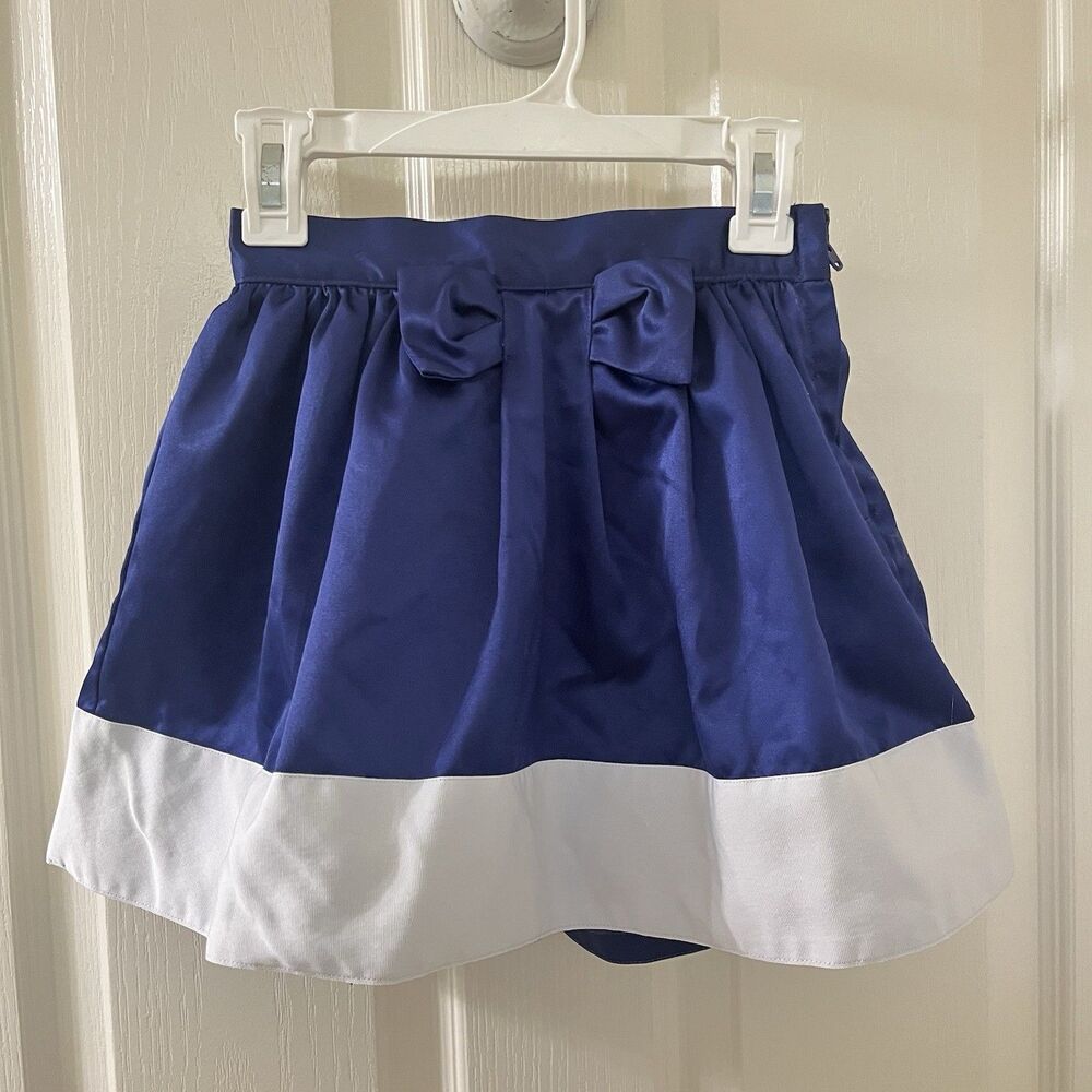 Janie and Jack Posh Posy Navy Blue Satin Bow Skirt Girls Size 5